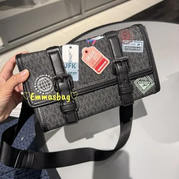 Michael Kors Cooper Embellished Signature Logo Trunk Crossbody Bag Black - Picture 2 of 8